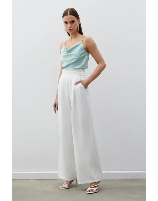 Zincir Askılı Saten Bluz - MİNT