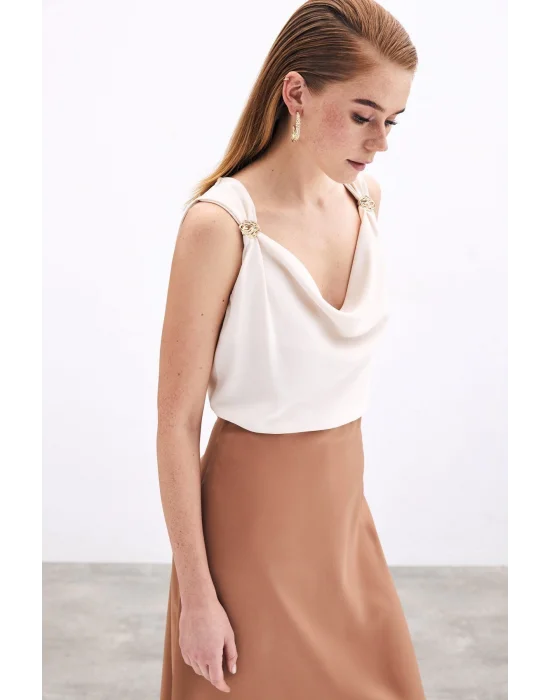 Degaje Yaka Bluz - Bej