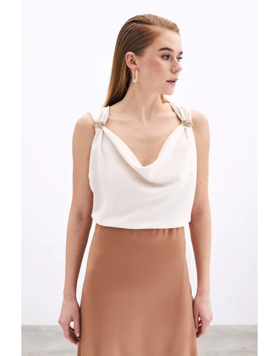 Degaje Yaka Bluz - Bej