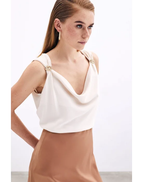 Degaje Yaka Bluz - Bej