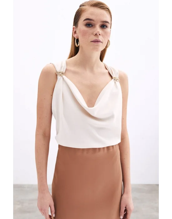 Degaje Yaka Bluz - Bej