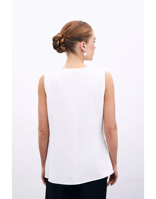 Degaje Yaka Bluz - Ekru