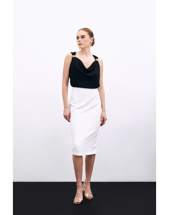 Degaje Yaka Bluz - Siyah