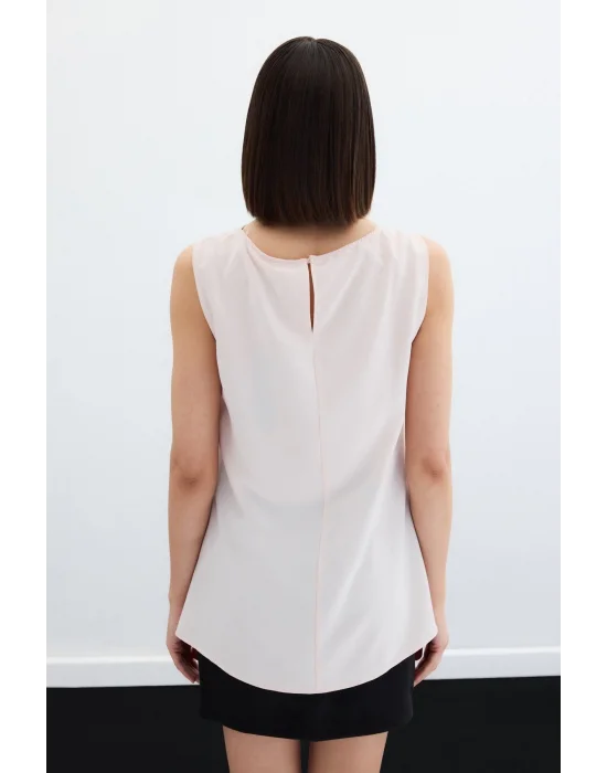 Tek Omuz Detaylı Bluz - Pudra