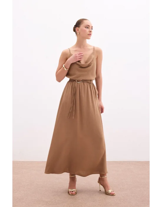 Kemerli Uzun Etek - Haki