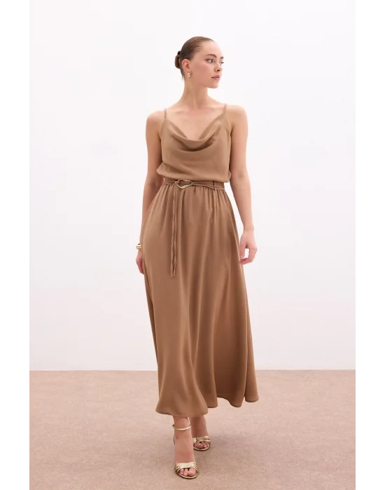 Kemerli Uzun Etek - Haki