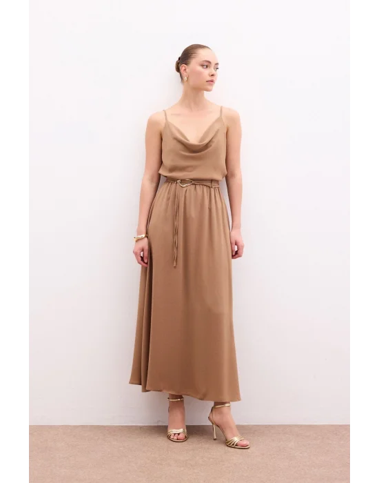 Kemerli Uzun Etek - Haki