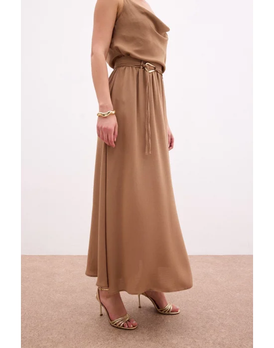 Kemerli Uzun Etek - Haki