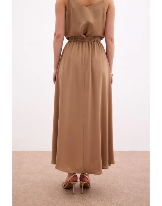 Kemerli Uzun Etek - Haki
