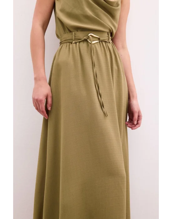 Kemerli Uzun Etek - Haki