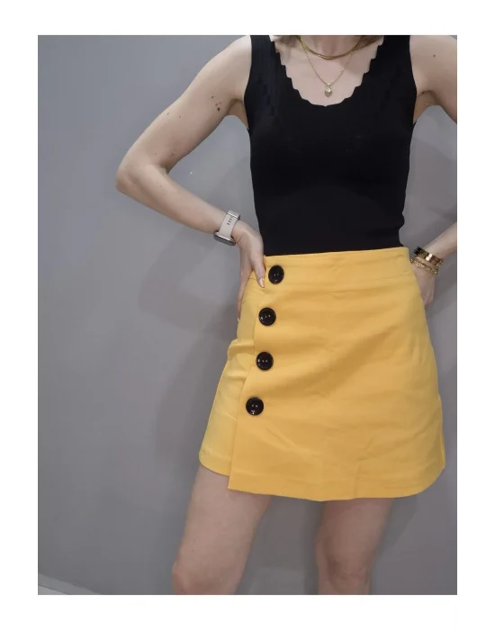 Düğme Detaylı Şort Etek