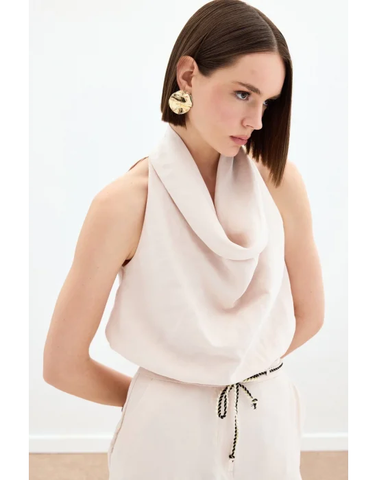 Degaje Yaka Bluz - Bej