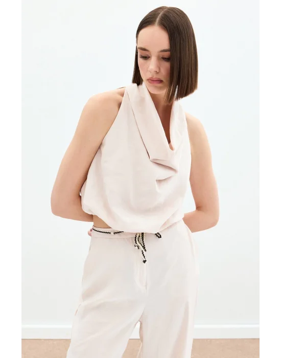 Degaje Yaka Bluz - Bej