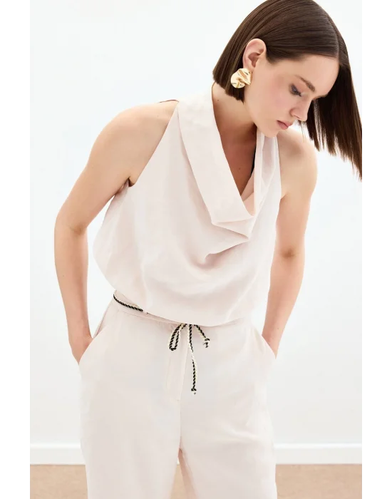 Degaje Yaka Bluz - Bej