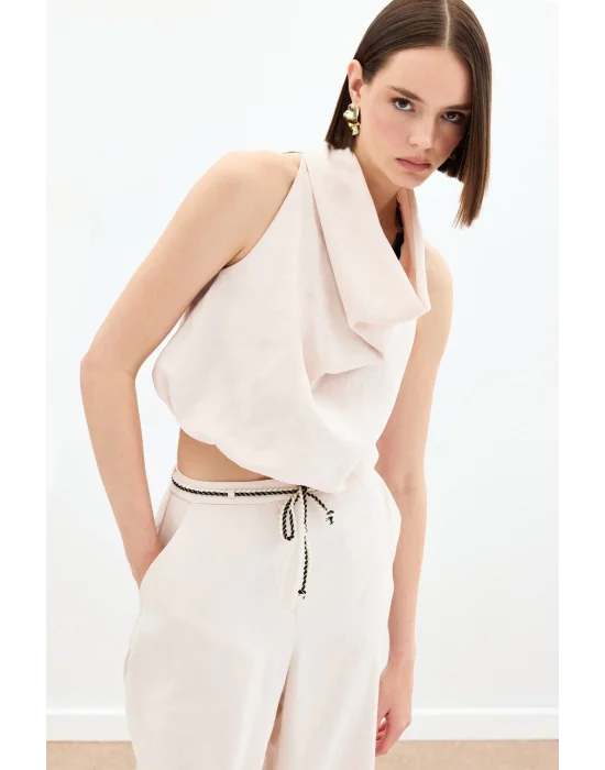 Degaje Yaka Bluz - Bej