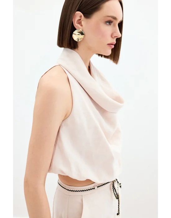 Degaje Yaka Bluz - Bej