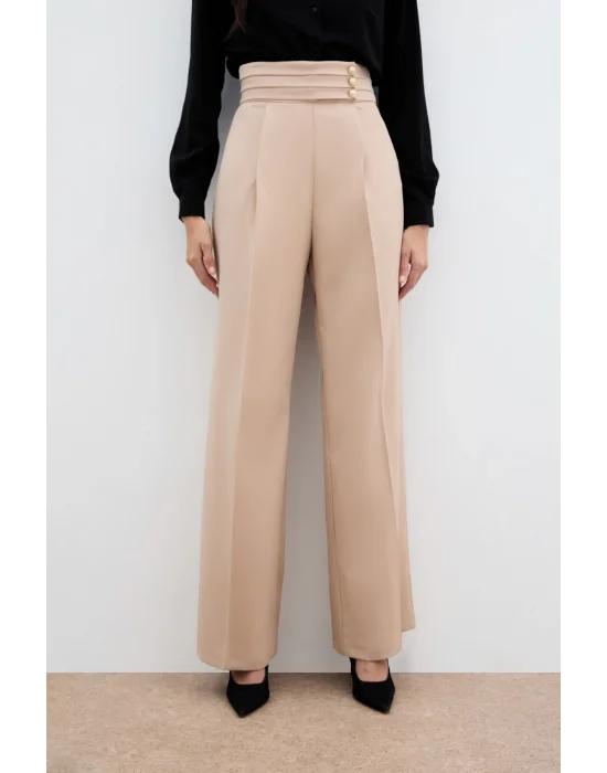 Bel Detaylı Pantolon - Bej