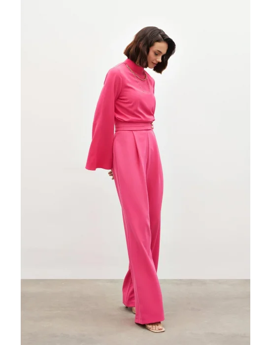 Bel Detaylı Pantolon - Pembe