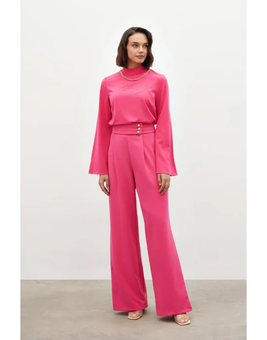 Bel Detaylı Pantolon - Pembe