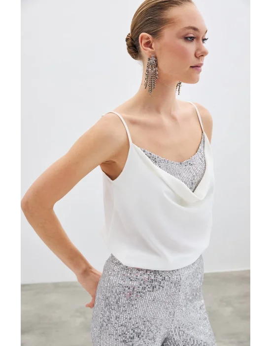 Degaje Yaka Bluz - Ekru