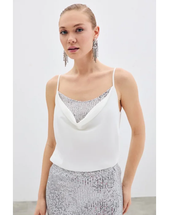 Degaje Yaka Bluz - Ekru