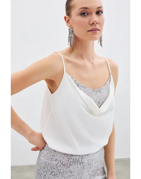 Degaje Yaka Bluz - Ekru