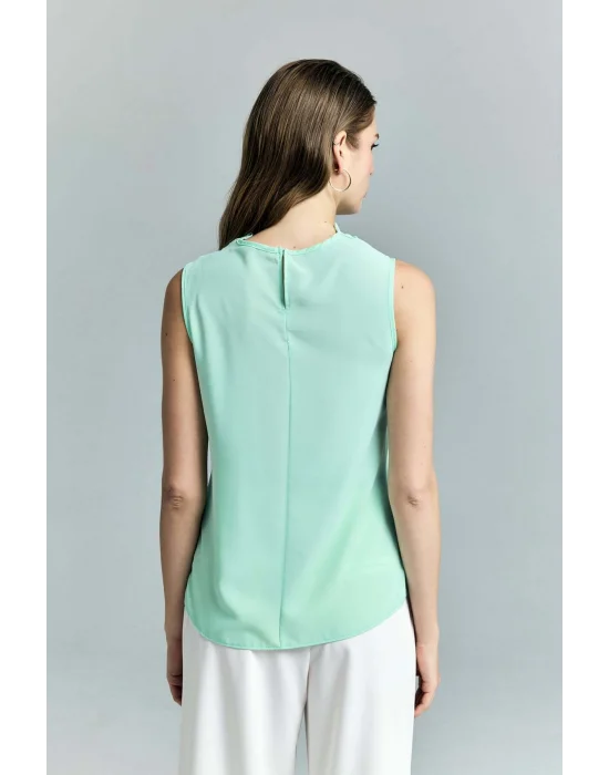 Degaje Yaka Kolsuz Bluz - Mint