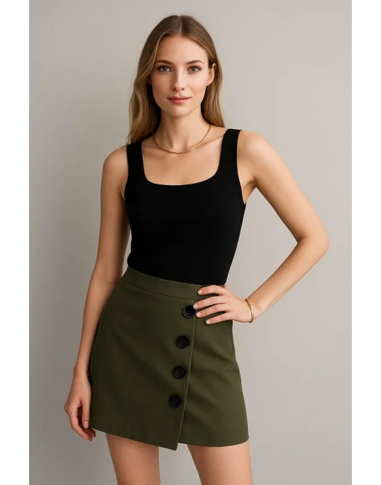 Düğme Detaylı Şort Etek