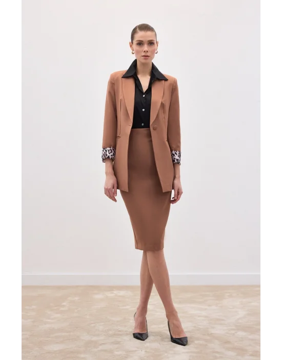 Düz Kalem Etek - Camel