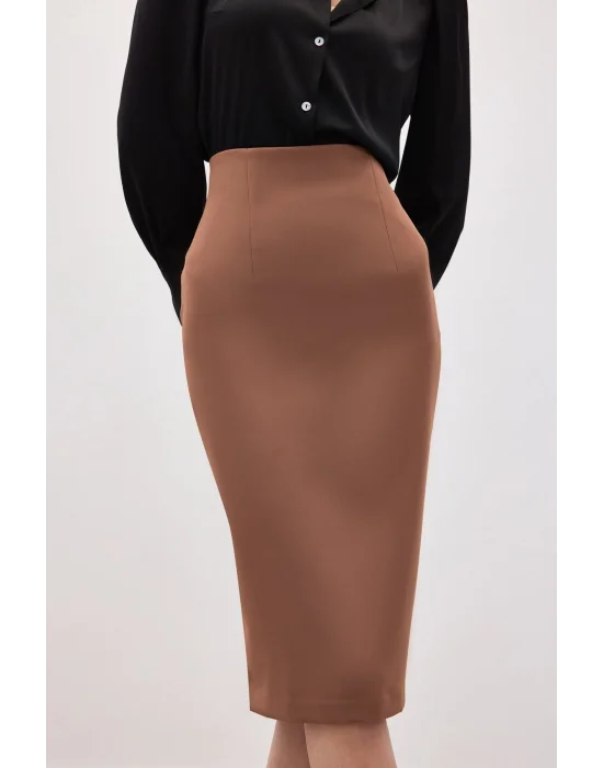 Düz Kalem Etek - Camel