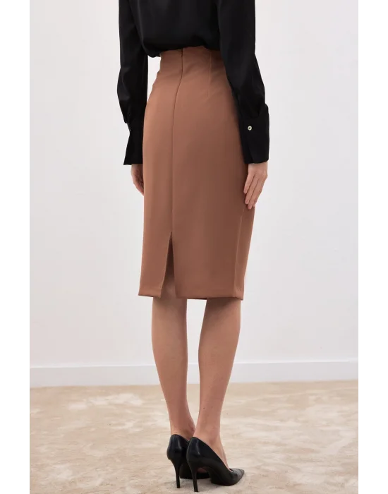 Düz Kalem Etek - Camel