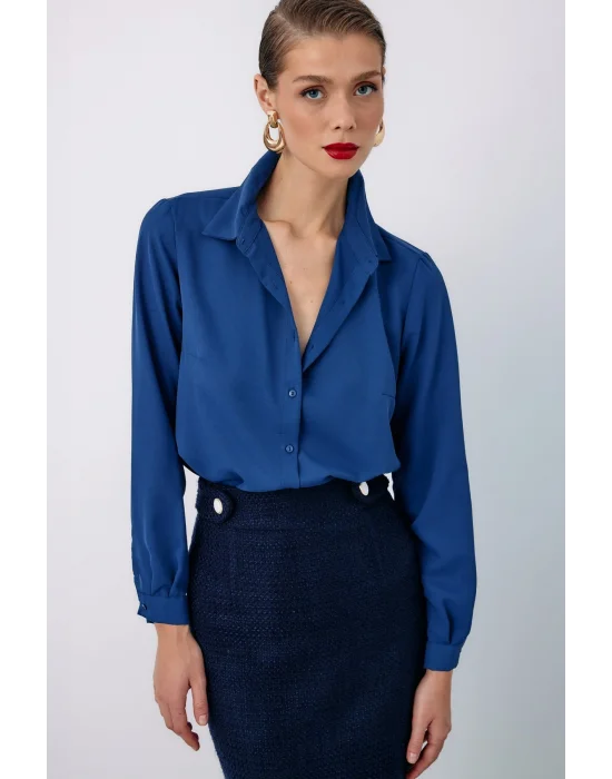 Düz Klasik Gömlek - Lacivert