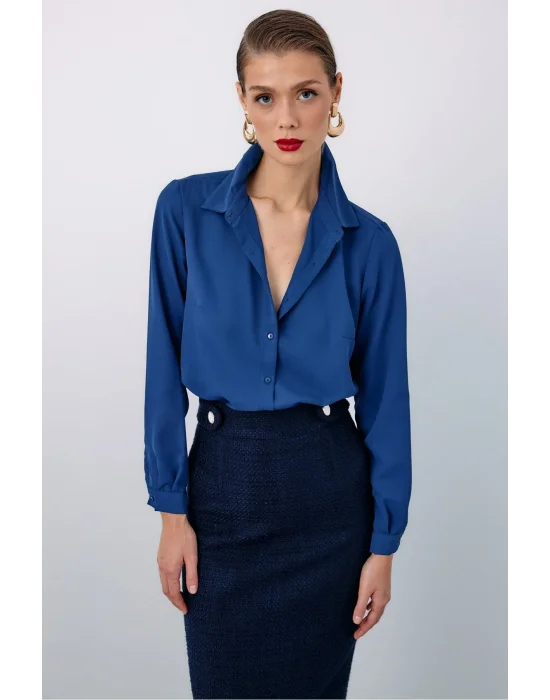 Düz Klasik Gömlek - Lacivert