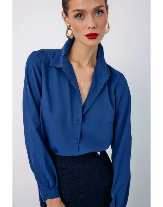 Düz Klasik Gömlek - Lacivert