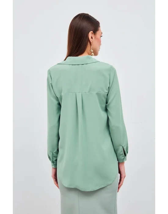 Düz Klasik Gömlek - Mint