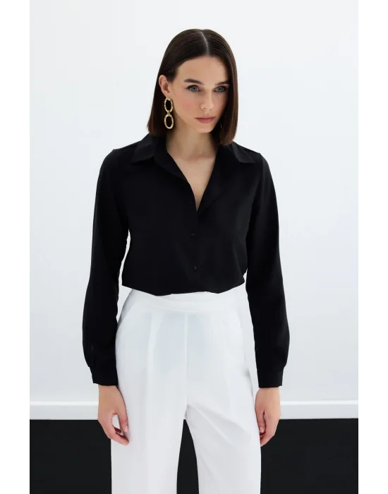 Düz Klasik Gömlek - Siyah