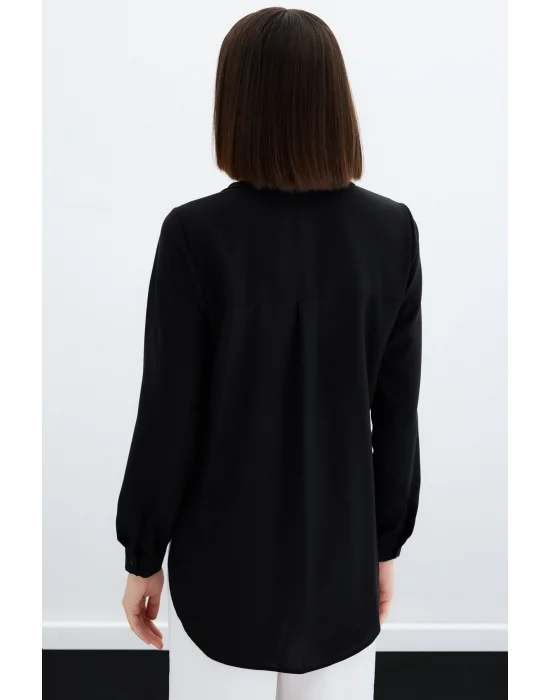 Düz Klasik Gömlek - Siyah
