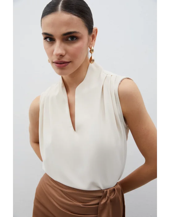Hakim Yaka Kolsuz Bluz - BEJ