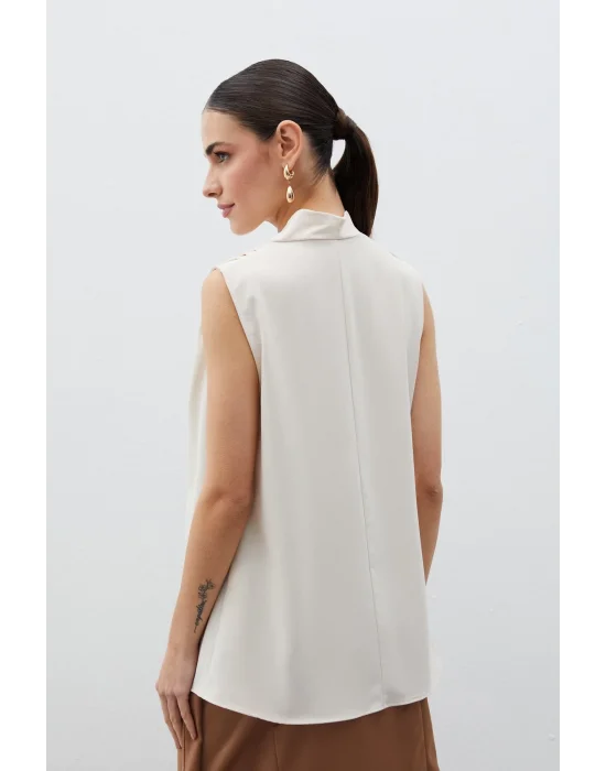 Hakim Yaka Kolsuz Bluz - BEJ