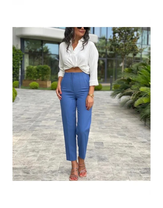 Flatolu Pantolon - İndigo