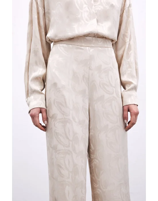 Jakarlı Salaş Pantolon - Bej