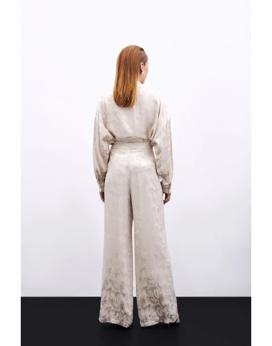 Jakarlı Salaş Pantolon - Bej