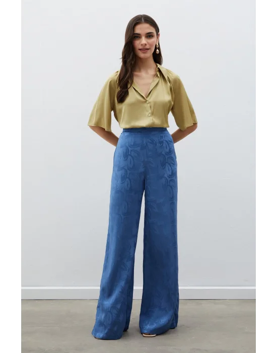 Jakarlı Salaş Pantolon - İndigo