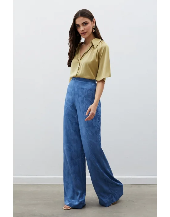 Jakarlı Salaş Pantolon - İndigo