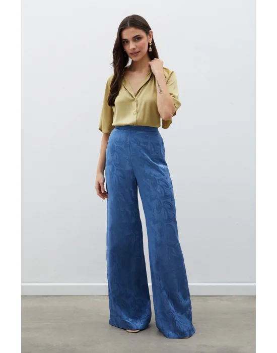 Jakarlı Salaş Pantolon - İndigo