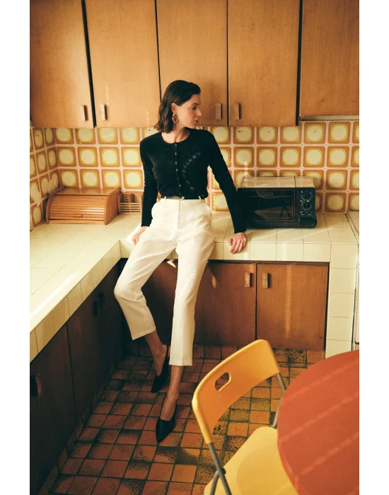 Kemerli Pantolon - Ekru