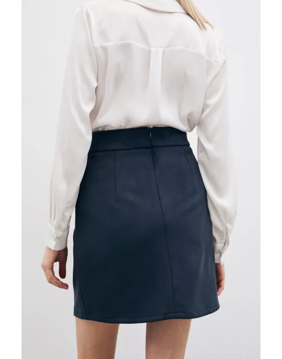 Kısa Süet Etek - Lacivert
