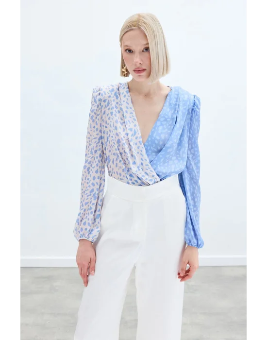 Kruvaze Desenli Bodysuit - BEBEMAVİ EKRU