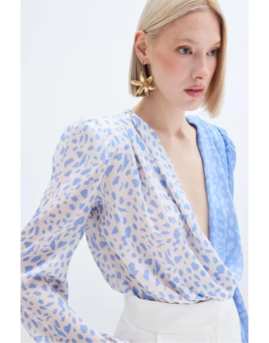 Kruvaze Desenli Bodysuit - BEBEMAVİ EKRU