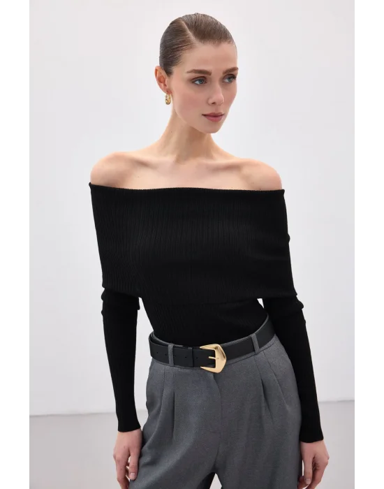 Madonna Yaka Triko - Siyah